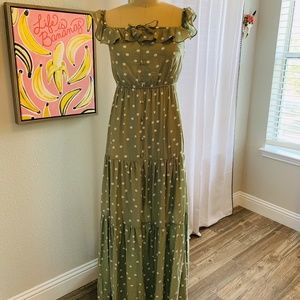 Peach Love California- SAGE POLKA DOT MAXI DRESS